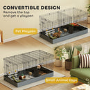 PawHut Guinea Pig Cage, 2 in 1 Rabbit Cage Pet Playpen for Hedgehogs, Black