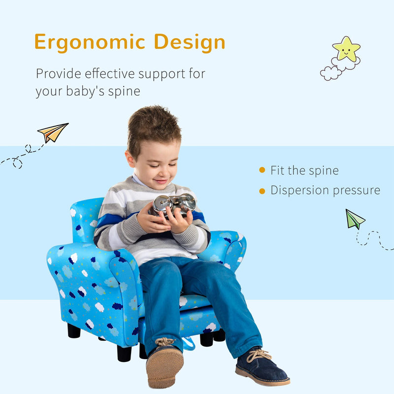 HOMCOM Children's Armchair with  Footrest - Blue