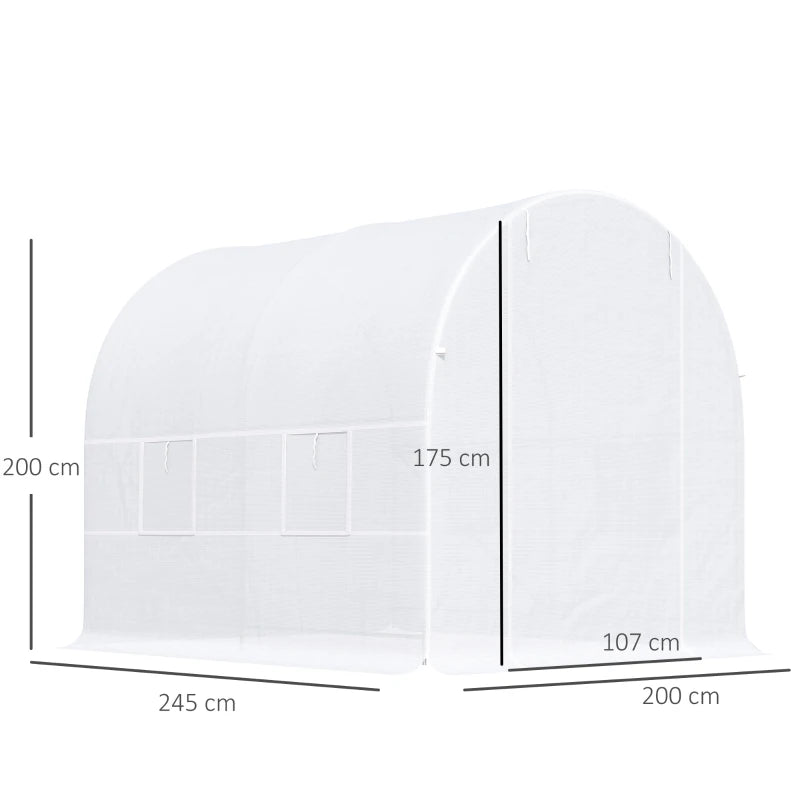 Outsunny Greenhouse Polytunnel 2.5 x 2 x 2 m - White