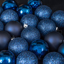 Set Of 24 60mm Shatterproof Christmas Tree Baubles In Midnight Blue