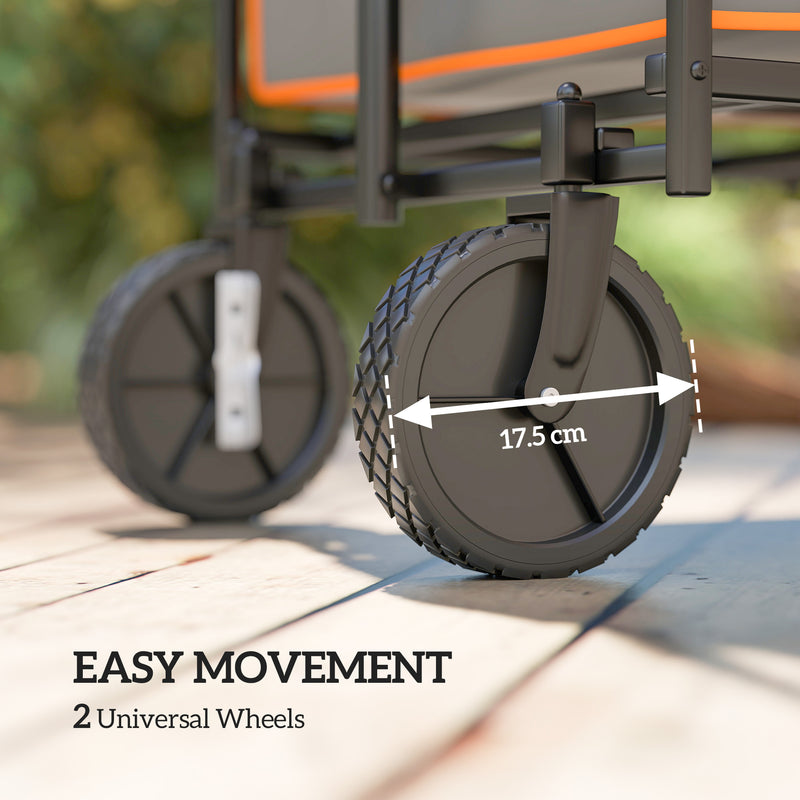 Outsunny 160L Folding Trolley Cart W/ Adjustable Handle