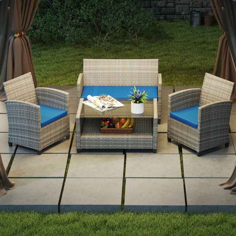 Outsunny 3PCs Rattan Garden Seat Cushions Pads for Patio Furniture Green