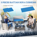 Outsunny 3PCs Rattan Garden Seat Cushions Pads for Patio Furniture Green