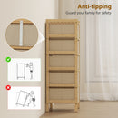 HOMCOM Chest of Drawers, 5 Drawers Dresser with Bamboo Frame, Cream White