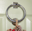 36cm Frosted Hanging Christmas Wreath with Red Jingle Bells & Wooden Stars