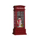 25cm Battery Operated Light up Christmas Phone Box Water Spinner with Snowman Scene & LEDs