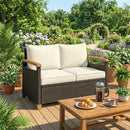 Outsunny Rattan Garden Sofa With Cushioned Wide Seats Brown