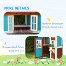 Outsunny Wooden Playhouse with Doors, Wooden, Plant Pots for Kids - Dark Brown