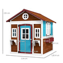 Outsunny Wooden Playhouse with Doors, Wooden, Plant Pots for Kids - Dark Brown
