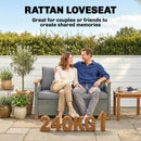 Outsunny Rattan Garden Sofa With Cushioned Wide Seats Dark Grey