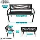 Keswick 2 Seater Outdoor Modern Lattice Design Metal Garden Patio Bench