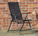 Outdoor 4 Person Round Glass Top Garden Dining Table Chairs With Grey Banana Parasol and Base