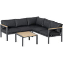 Outsunny Corner Sofa Set L Shape with Table - Dark Grey
