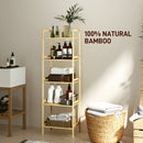 HOMCOM 5-Tier Bamboo Bathroom Storage Shelf with Adjustable Rack