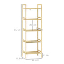 HOMCOM 5-Tier Bamboo Bathroom Storage Shelf with Adjustable Rack