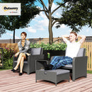 Outsunny Wicker Patio Conversation Set With 2 Armchairs And 6 Cushions