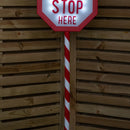 1.1m Battery Operated Light up Christmas Santa Stop Here Sign with LEDs