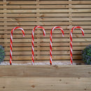 Set of 4 Large Light up Red & White Stripe Christmas Candy Cane Garden Stakes with LEDs
