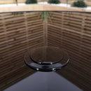 4 Person Round Black Garden Table with Glass Top & Parasol Hole