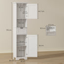HOMCOM 170cm Tall Bathroom Storage Cabinet with LED Light, Adjustable Shelf