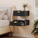 HOMCOM Floating Nightstands Set Of 2 Bedside Tables W/ Wave Drawer Black