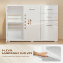 HOMCOM Modern Sideboard Kitchen Storage Cabinet, High Gloss White