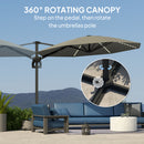 Outsunny 3(m) Garden Parasol w/ Lights, Crank Handle & Cross Base