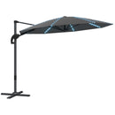 Outsunny 3(m) Garden Parasol w/ Lights, Crank Handle & Cross Base