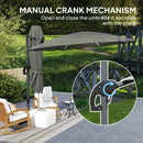 Outsunny 3(m) Garden Parasol w/ Lights, Crank Handle & Cross Base