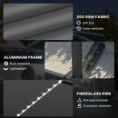 Outsunny 3(m) Garden Parasol w/ Lights, Crank Handle & Cross Base