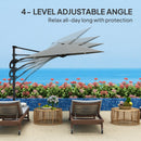 Outsunny 3(m) Garden Parasol w/ Lights, Crank Handle & Cross Base