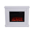 Electric Fireplace with White Wooden Mantel