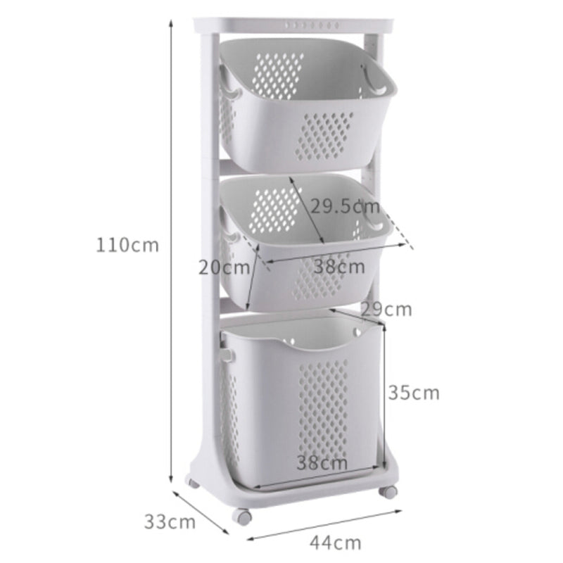 Lifeideas 3-Tier Rolling Laundry Basket