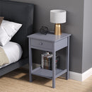 Livingandhome Side Table with Single Drawer and Round Solid Wood Handle