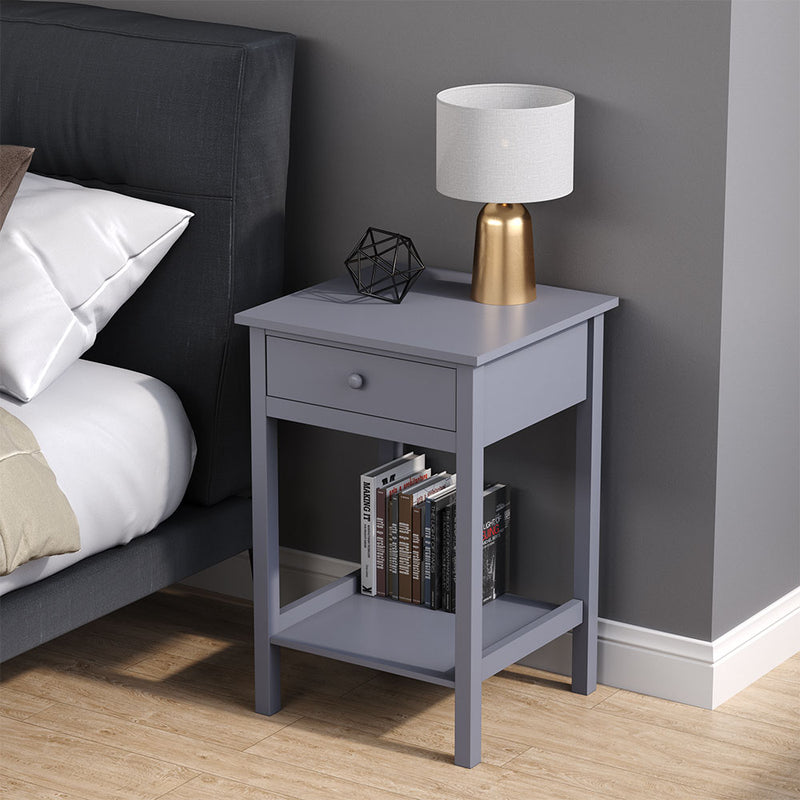 Livingandhome Side Table with Single Drawer and Round Solid Wood Handle