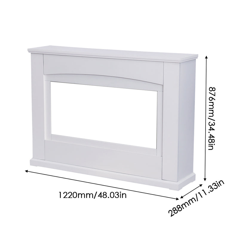 Electric Fireplace with White Wooden Mantel