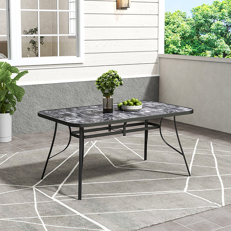 Garden Sanctuary Garden Tempered Glass Marble Coffee Table