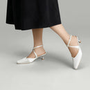 Kitten Heel Slingback Squared-off Closed Toe Heels Pumps