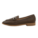 Slip-On PU Leather Horsebit Loafers - Brown