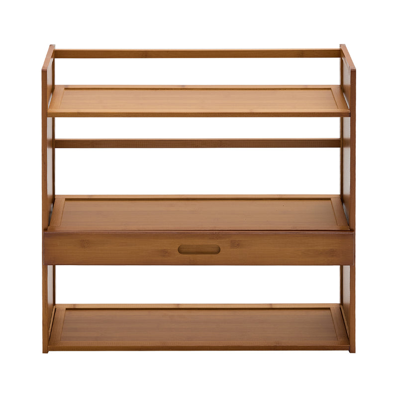 Livingandhome Natural Bamboo 3-Tier Desk Shelf Storage