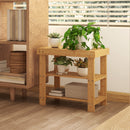 HOMCOM 3-Tier Bamboo Shoe Bench with 2 Shelves for Entryway, Wood Finish