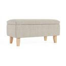 Livingandhome Linen Upholstered Storage Ottoman Footstool