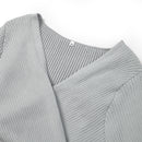 V Neck Knitted Long Sleeves A-line Dress