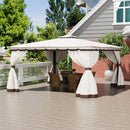 13 x 13FT Tiered Roof Metal Frame Patio Gazebo with Curtains