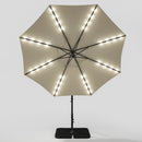 Garden Sanctuary Round Cantilever Parasol with Solar Light and HDPE Parasol Base