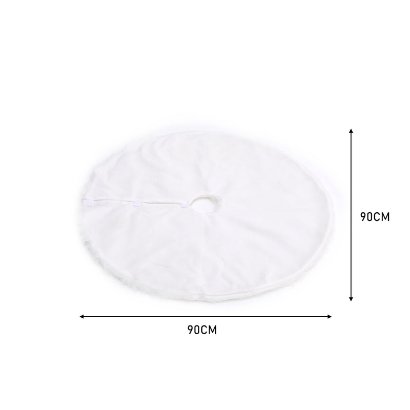 Livingandhome Snow White Plush Christmas Tree Skirt for Holiday Decoration