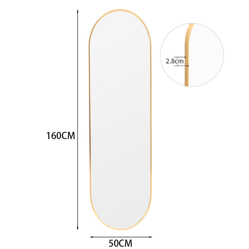 Livingandhome Modern Oval Metal Full Length Wall Mirror