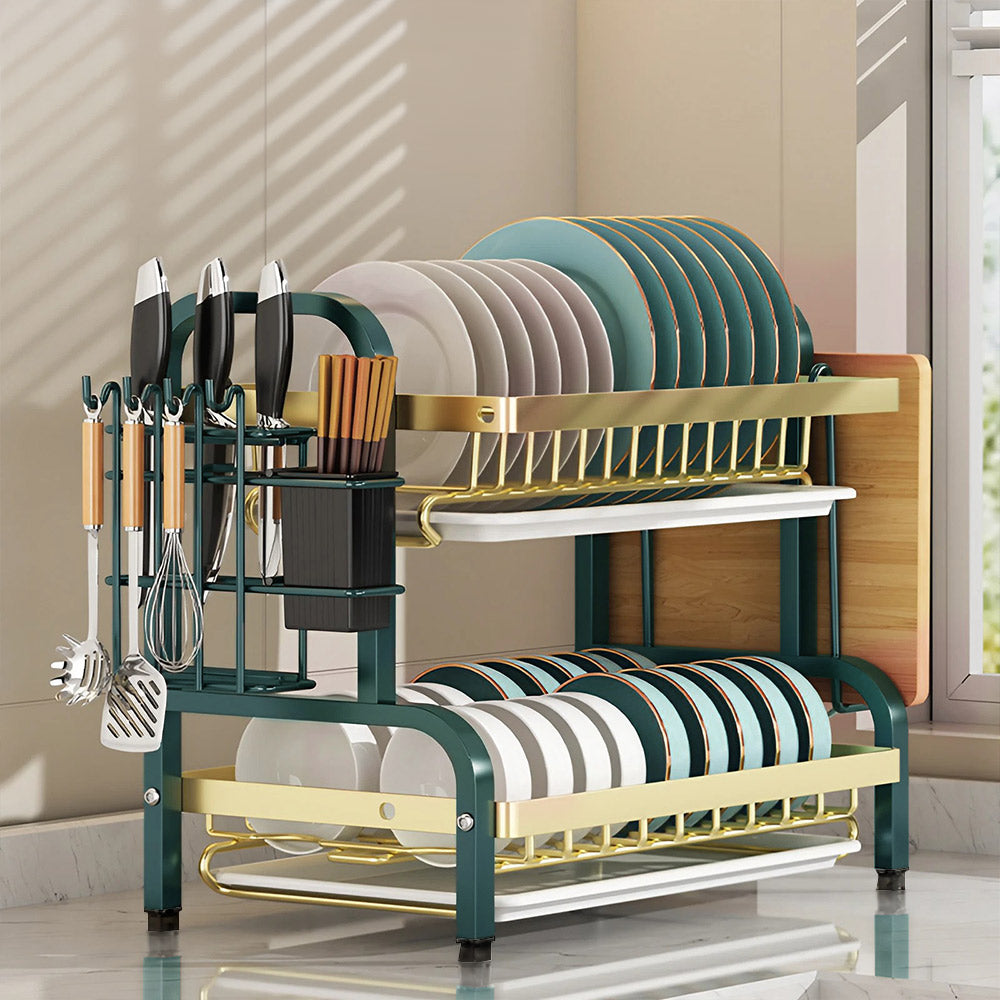 Lifeideas Kitchen 2-Tier Carbon Steel Dish Rack