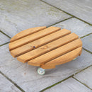 30cm Heavy Duty Round Wooden Garden Plant Pot Flower Stand on Wheels