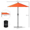 Outsunny 2m Half Garden Parasol Market Umbrella w/ Crank Handle, Orange